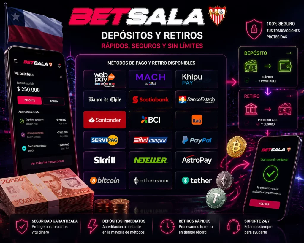 Métodos de pago en Betsala Casino Chile